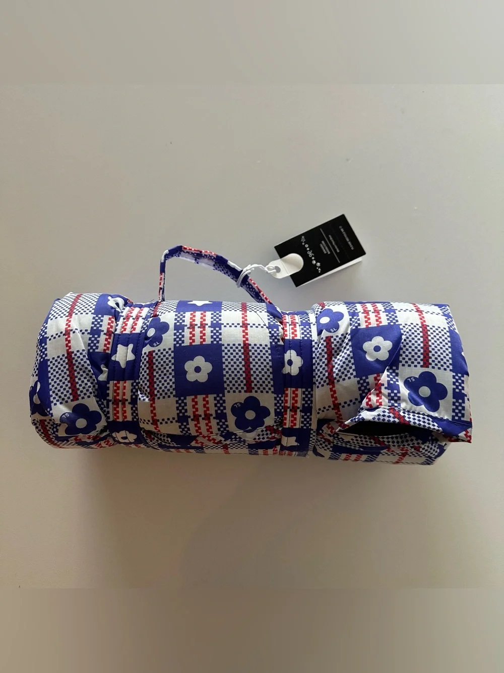 NEW Sandy Liang X Baggu Puffy Picnic Blanket Blue Market Plaid  New with tags, n